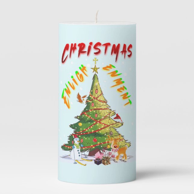 Christmas Enlightenment Pillar Candle (Front)