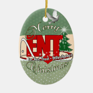 CHRISTMAS ENT DOCTOR EAR, NOSE, THROAT CERAMIC ORNAMENT