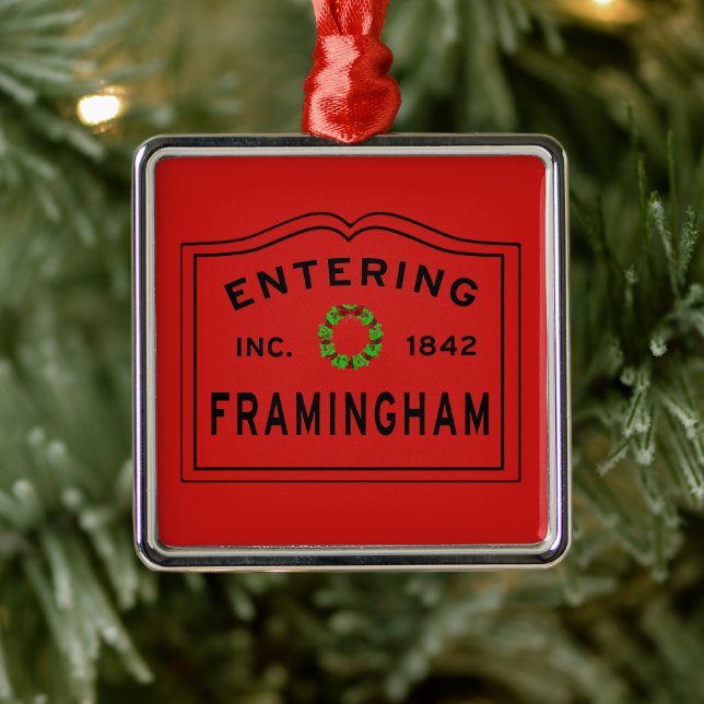 Christmas Entering Framingham, MA Metal Ornament (Tree)