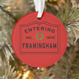 Christmas Entering Framingham, MA Metal Ornament