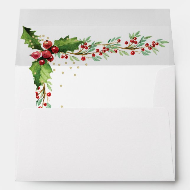Christmas Envelope - Festive Holly (Back (Bottom))