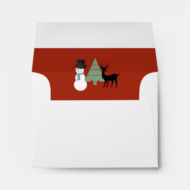 Christmas Envelope Red Holiday Winter Scene (Back (Bottom))