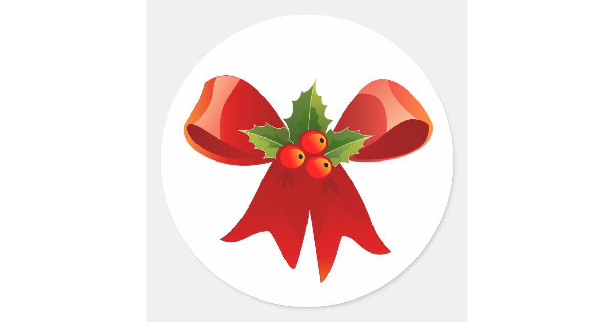 Christmas Envelope Seals Stickers Red Ribbon Holly Zazzle