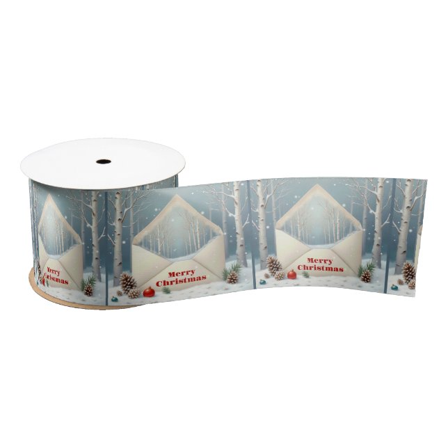 Christmas Envelope With Birch Trees Satin Ribbon (Spool)