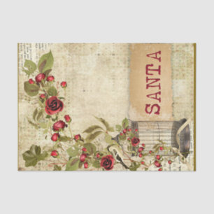 Christmas Ephemera Rose Bird Cage Santa Decoupage Tissue Paper