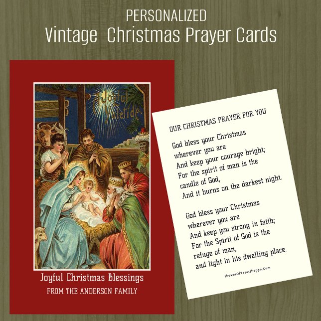 Christmas Epiphany Nativity Personalized Prayer  Business Card (Vintage Religious Christmas Prayer Cards to send with Christmas Cards)
