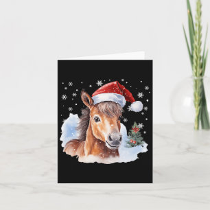 Christmas Equestrian Horse Santa Hat Animal Equest Card