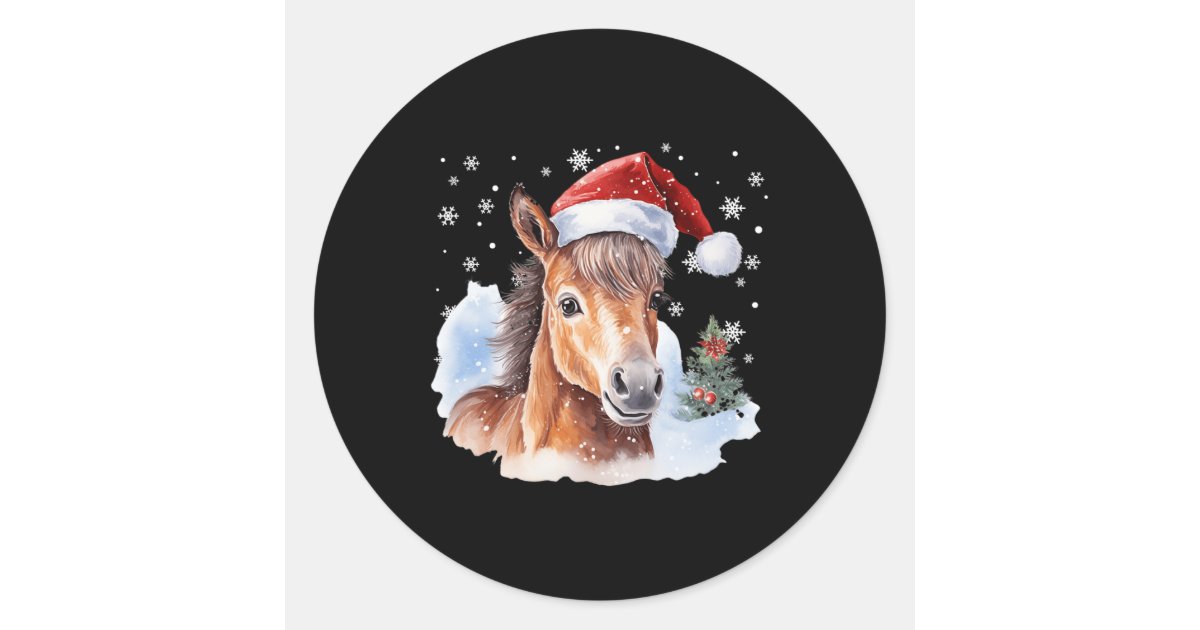 Christmas Equestrian Horse Santa Hat Animal Equest Classic Round ...