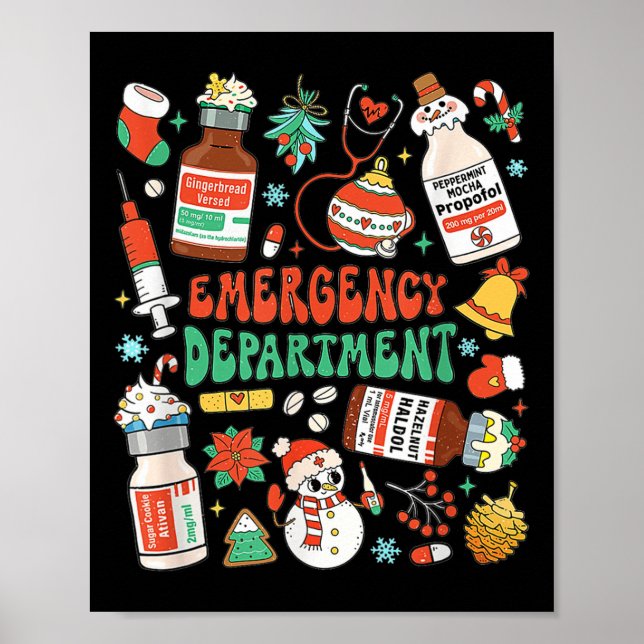 Christmas Er Nurse Emergency Department Er Ed Nurs Poster (Front)