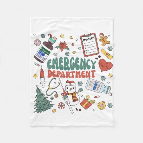 Christmas ER Nurse Shirt Women Emergency Departmen Fleece Blanket