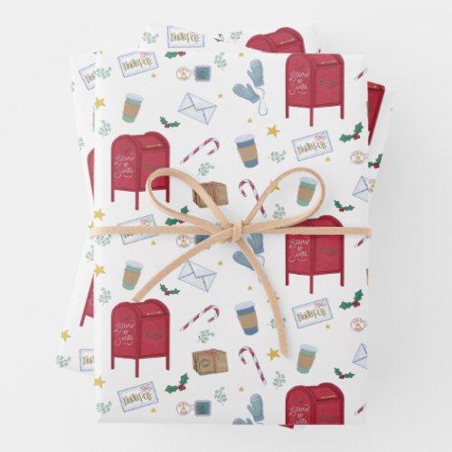 Christmas Errands Santa Mail Letters to Santa Wrapping Paper Sheets
