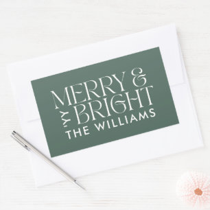 Christmas eucalyptus green modern elegant simple rectangular sticker