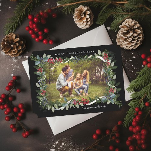 Christmas Eucalyptus Juniper Berry Photo Holiday Card
