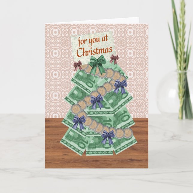 Christmas Euro Money Tree Holiday Card (Front)