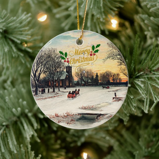 Christmas Eve, 1889, Merry Christmas! Ceramic Ornament (Tree)