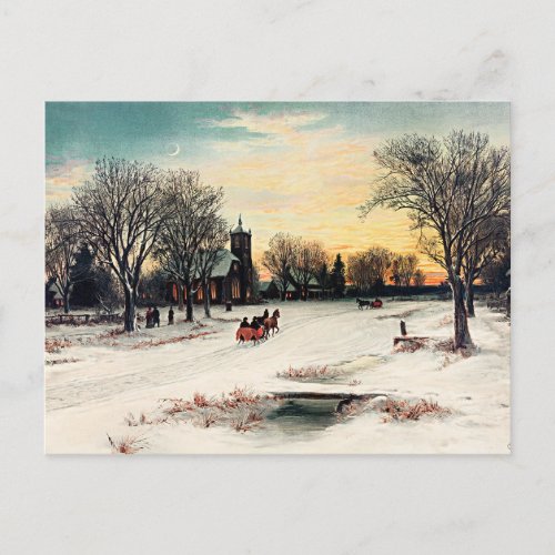 Christmas Eve 1889 vintage painting Postcard