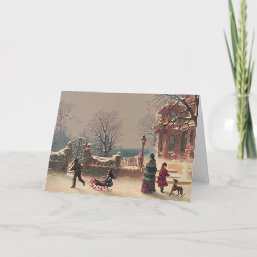 Christmas Eve at Park Vintage Christmas Holiday Card