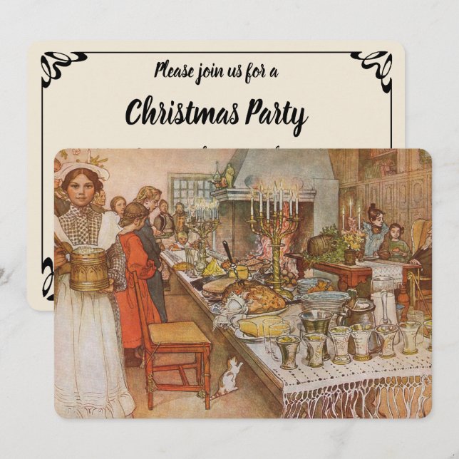 Christmas Eve by Carl Larsson, Party Invitation (Front/Back)