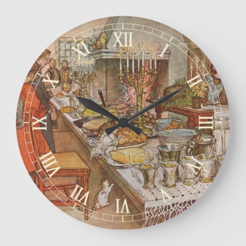 Christmas Eve by Carl Larsson Vintage Holidays Large Clock