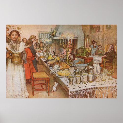 Christmas Eve by Carl Larsson Vintage Holidays Poster