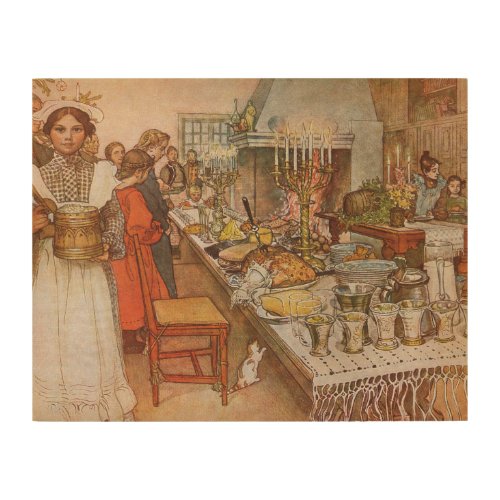 Christmas Eve by Carl Larsson Vintage Holidays Wood Wall Art