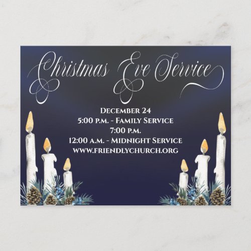 Christmas Eve Candlelight Service Church Postcard