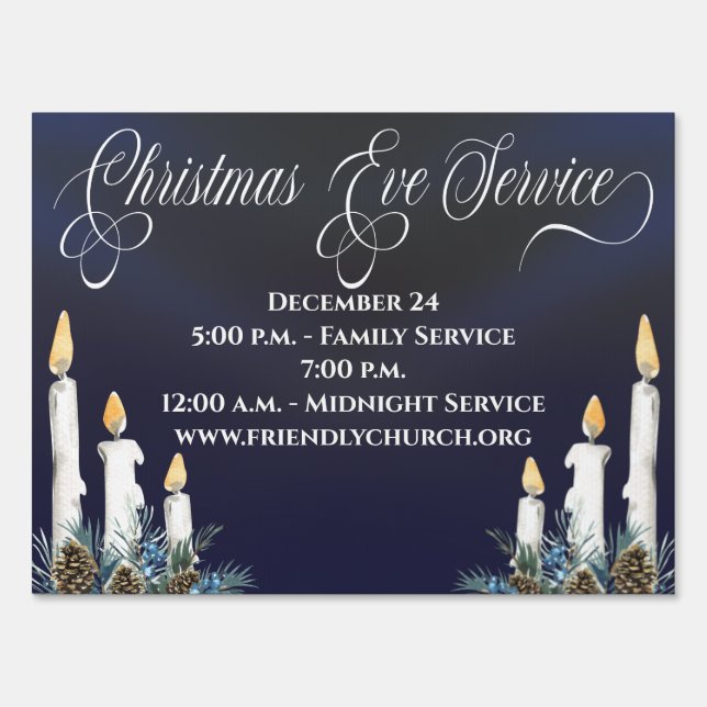 Christmas Eve Candlelight Service Church Sign (Front)