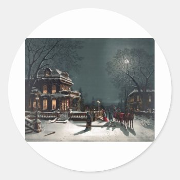 Christmas Eve Classic Round Sticker by christmas__gifts at Zazzle