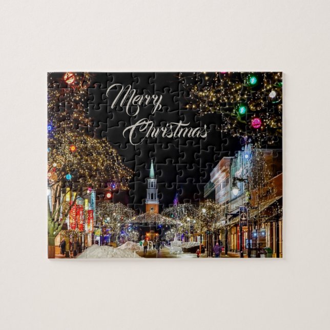 Christmas Eve Colorful Trees Holidays Jigsaw Puzzle (Horizontal)