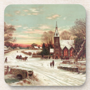 "Christmas Eve" cork coaster
