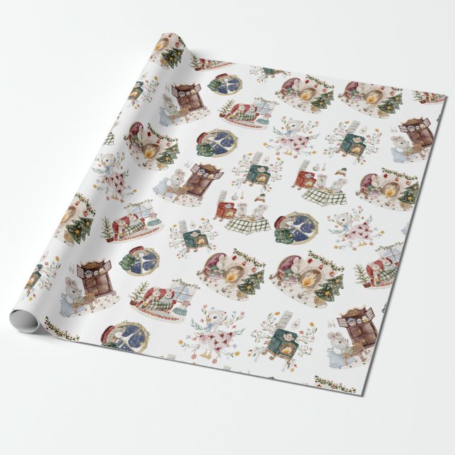 Christmas Eve Cozy Little Ones at Home Gift Wrapping Paper (Unrolled)