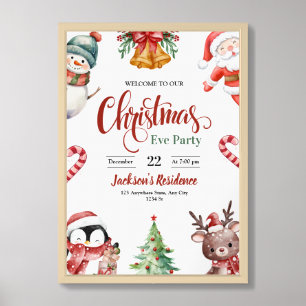 Christmas Eve Dinner Invitation, Christmas party Framed Art