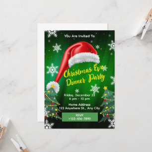 Christmas Eve Dinner Invitation Editable Card