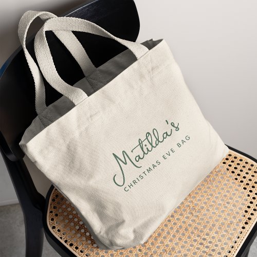 Christmas Eve Festive Green Holiday Large Tote Bag