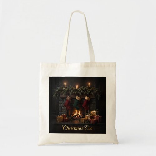 Christmas Eve Fireplace Tote Bag