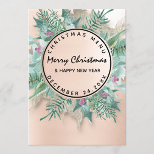 Christmas Eve Holiday Winter Menu Blush  Floral