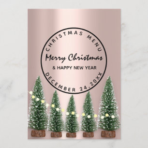 Christmas Eve Holiday Winter Menu Light Green Rose