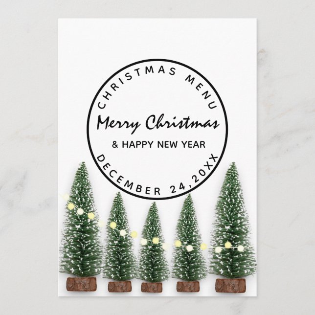 Christmas Eve Holiday Winter Menu Light Green Tree (Front)