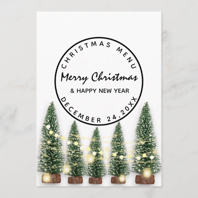 Christmas Eve Holiday Winter Menu Light Green Whit (Front)