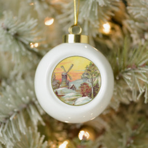 Christmas Eve Holland Sunset Ceramic Ball Christmas Ornament