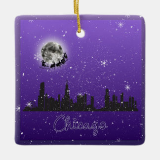 Christmas Eve in Chicago, Illinois Ceramic Ornament