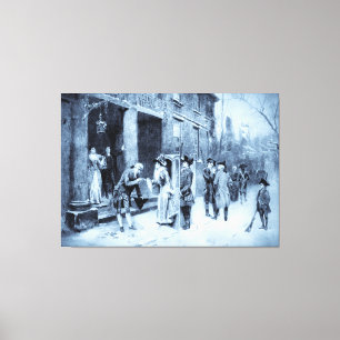 "Christmas Eve in Colonial Times" wrapped canvas Print