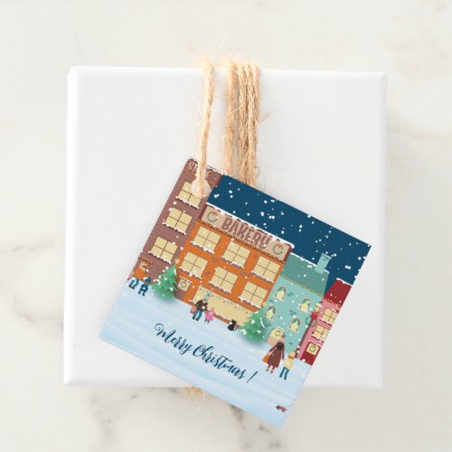 Christmas Eve in Town Favor Gift Tags