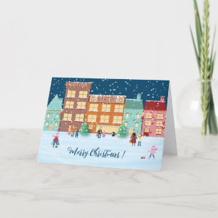 Christmas Eve in Town Folded Holiday Card
