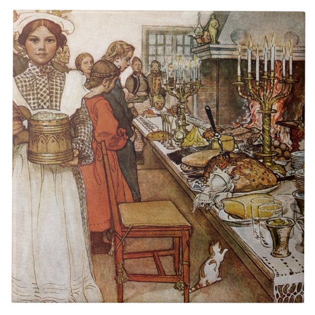 Christmas Eve Julaftonen Ceramic Tile (Front)