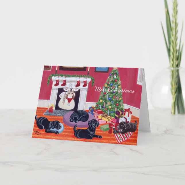 Christmas Eve Labradors Holiday Card (Front)