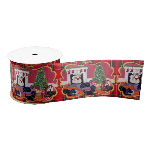 Christmas Eve Labradors Satin Ribbon (Spool)