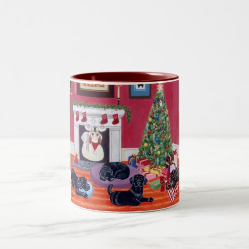 Christmas Eve Labradors Two_Tone Coffee Mug