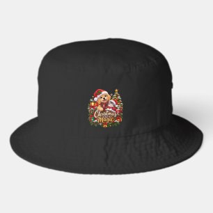 Christmas Eve Magic – Cute Golden Retriever & Cat Bucket Hat