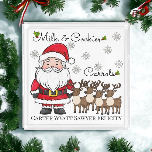 Christmas Eve Milk Cookies Santa Carrots Reindeer  Acrylic Tray